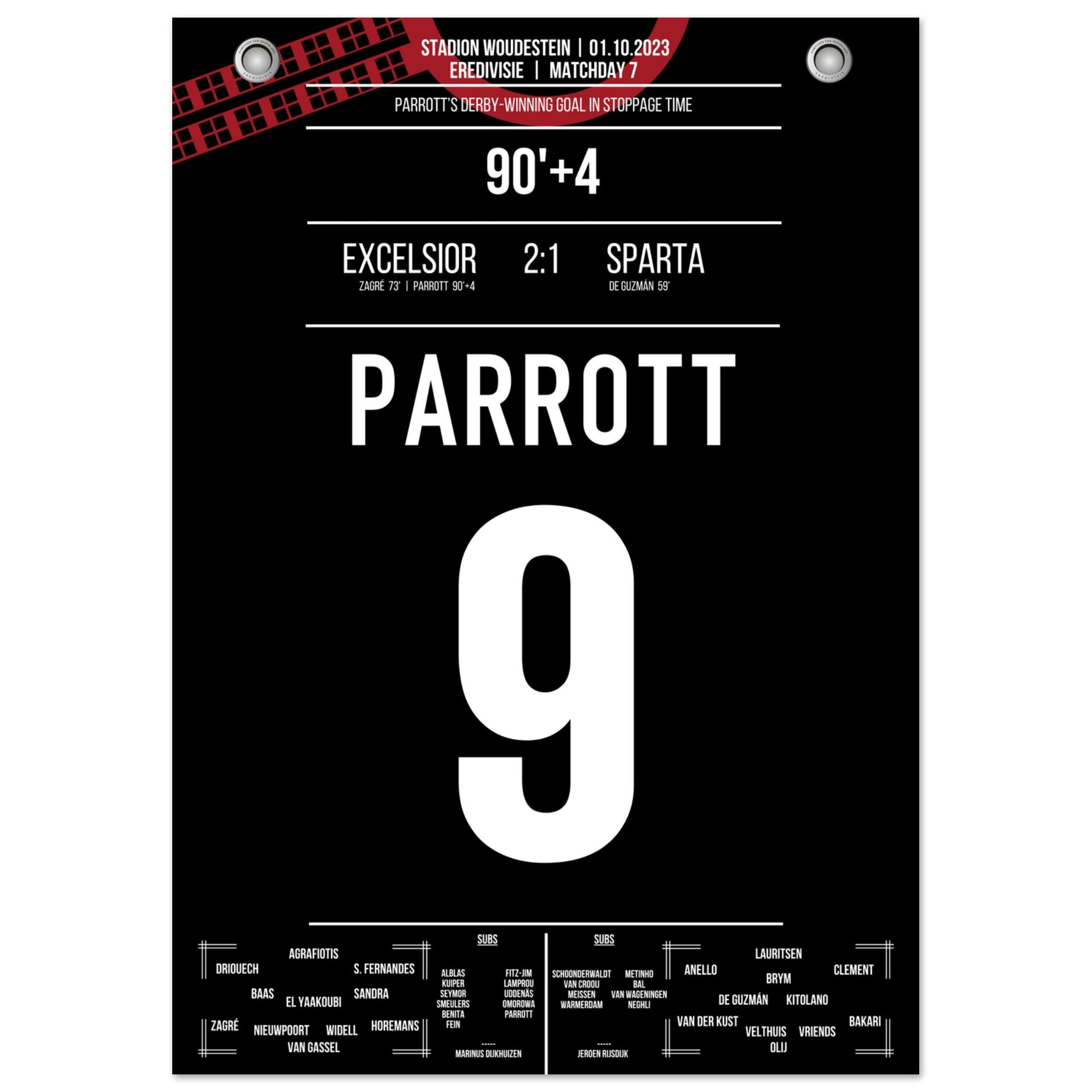 Parrott entscheidet das Derby in letzter Minute für Excelsior A4-21x29.7-cm-8x12-Ohne-Rahmen