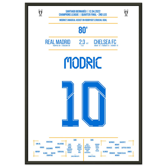 Modric's magischer Pass im CL Viertelfinale gegen Chelsea 50x70-cm-20x28-Schwarzer-Aluminiumrahmen