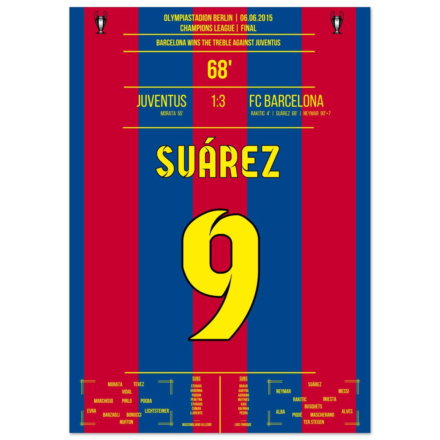 Suarez trifft im CL Finale 2015 und Barca holt das Triple 
