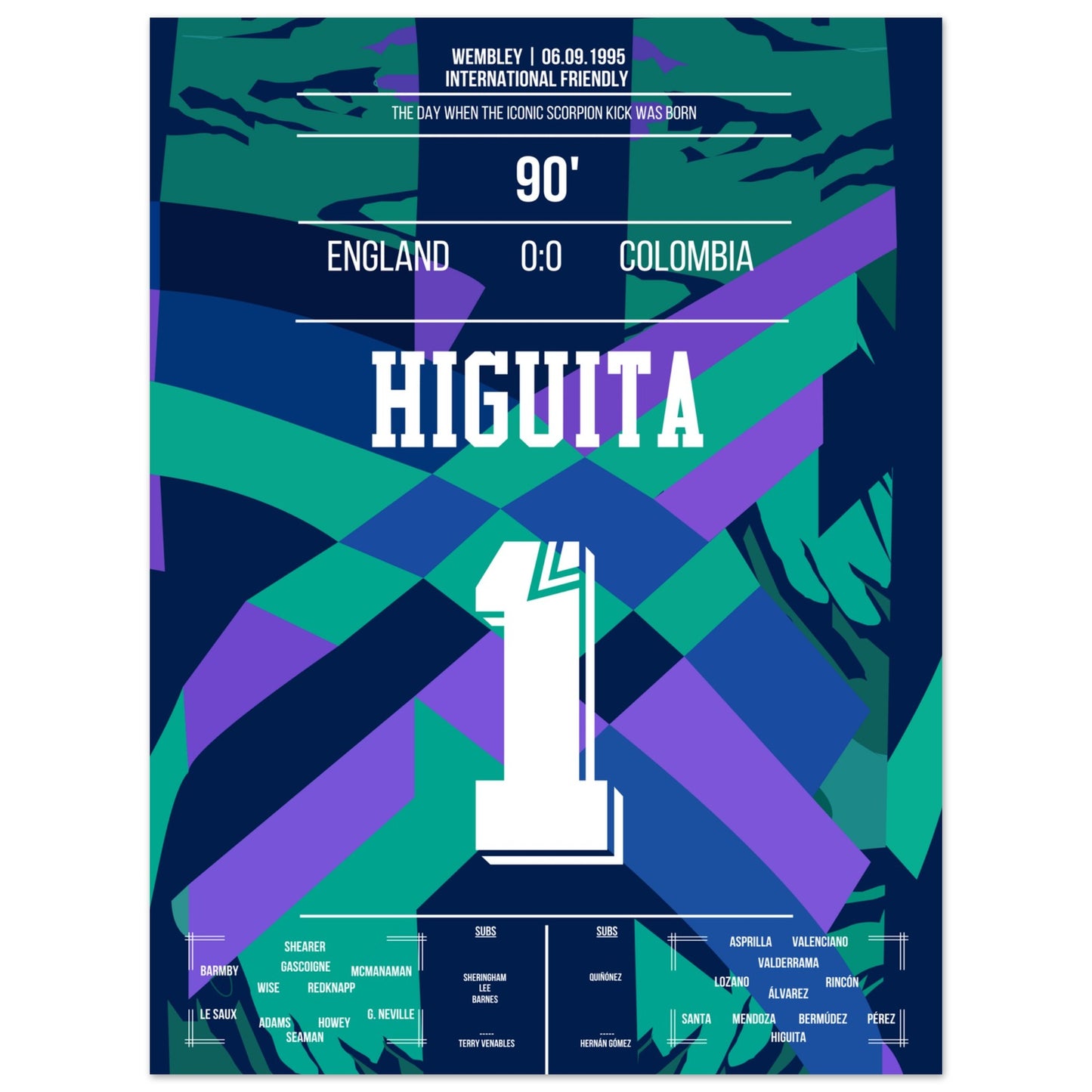 Higuita's Scorpion-Kick gegen England 1996 45x60-cm-18x24-Ohne-Rahmen