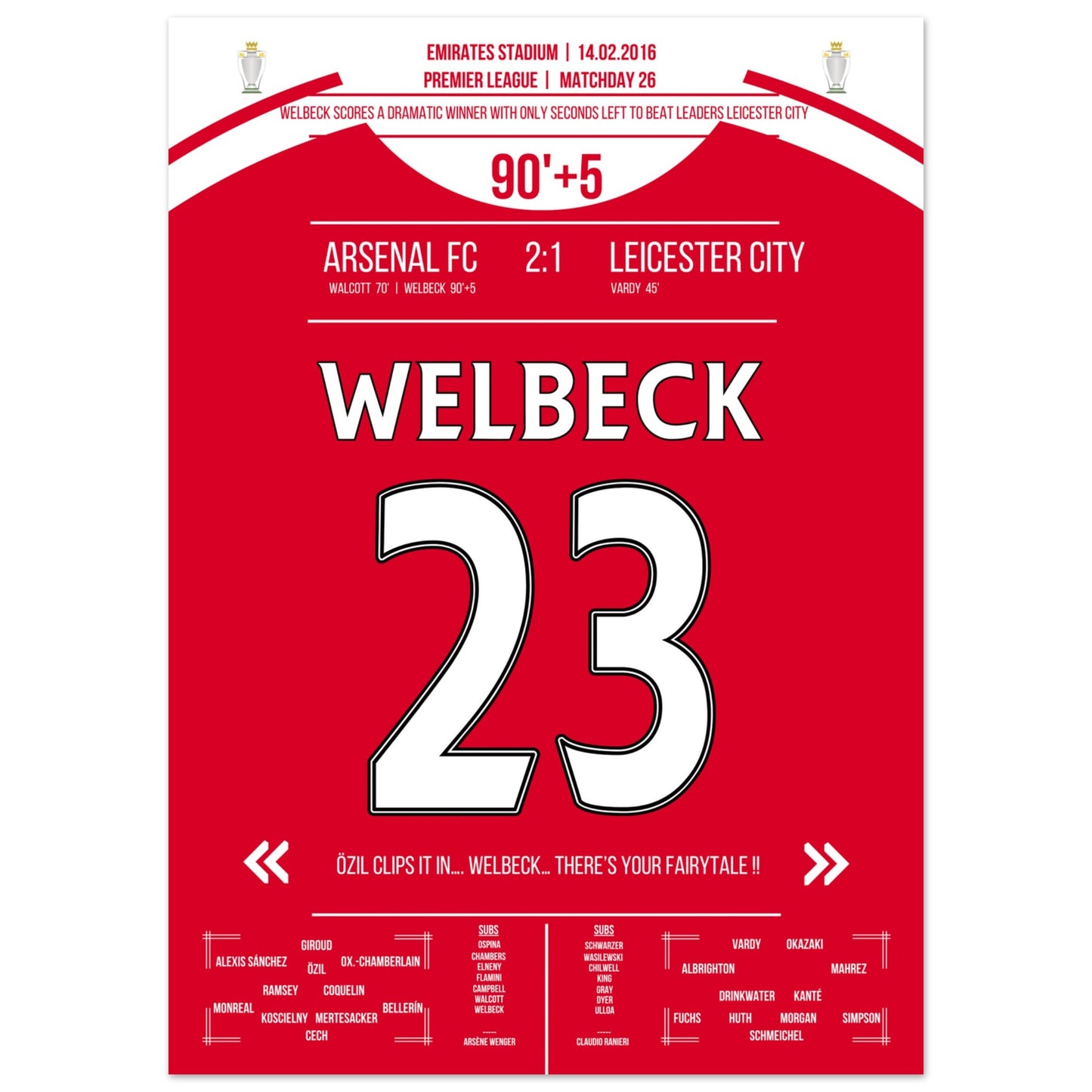 Welbeck's Siegtreffer in letzter Sekunde gegen Leicester in 2016