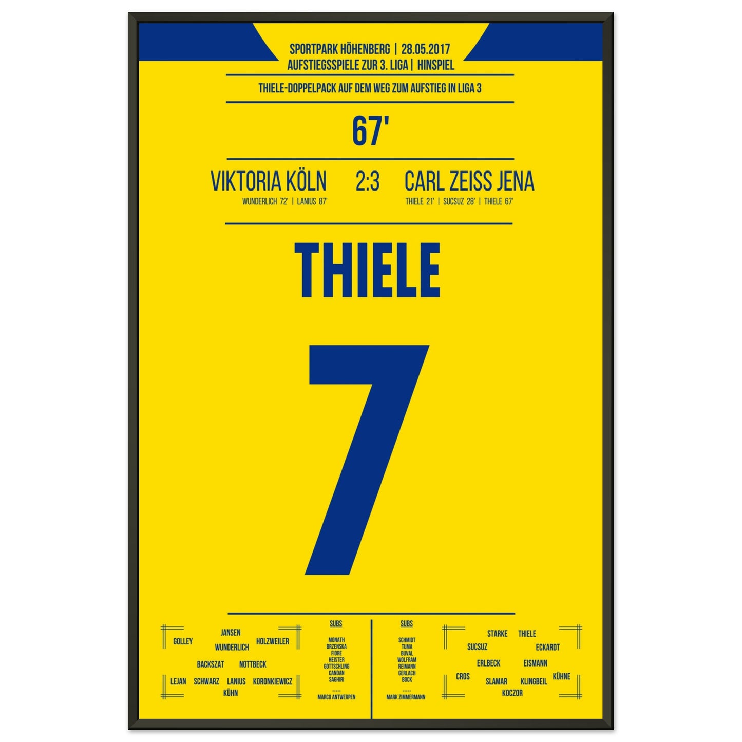 Thiele-Doppelpack führt Jena in Richtung 3. Liga in 2017 60x90-cm-24x36-Schwarzer-Aluminiumrahmen