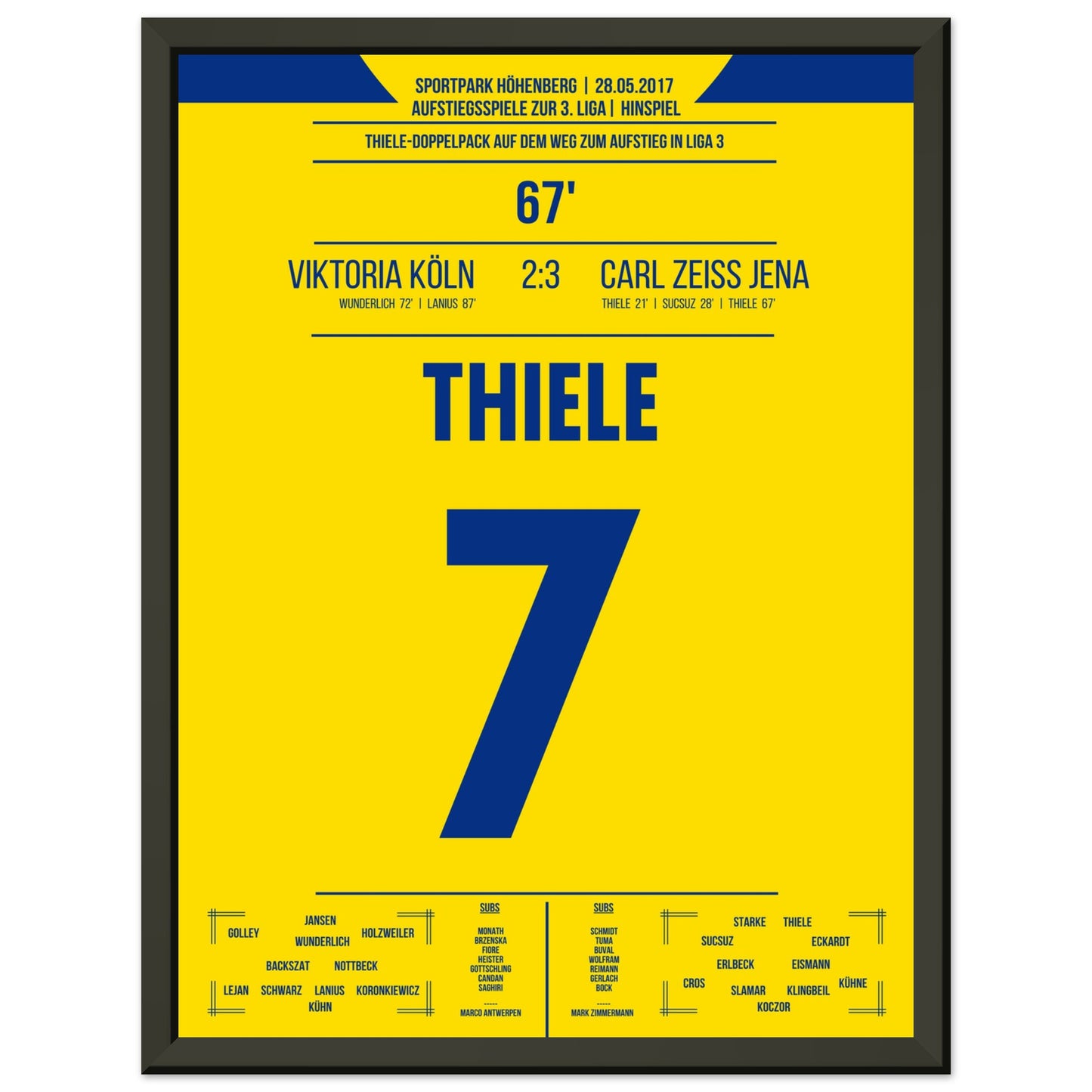 Thiele-Doppelpack führt Jena in Richtung 3. Liga in 2017 30x40-cm-12x16-Schwarzer-Aluminiumrahmen