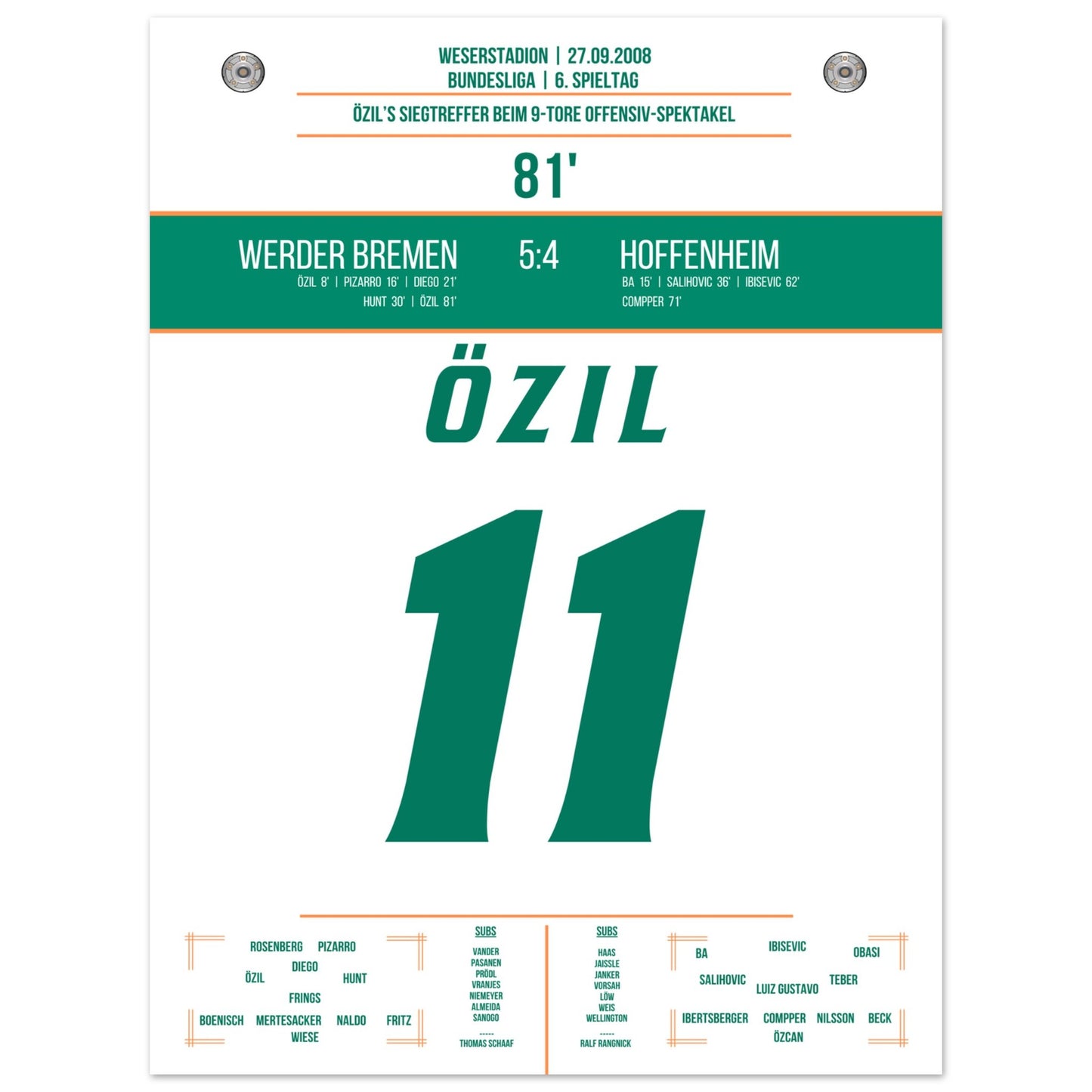 Özil's Siegtreffer bei 9-Tore Spektakel gegen Hoffenheim 45x60-cm-18x24-Ohne-Rahmen