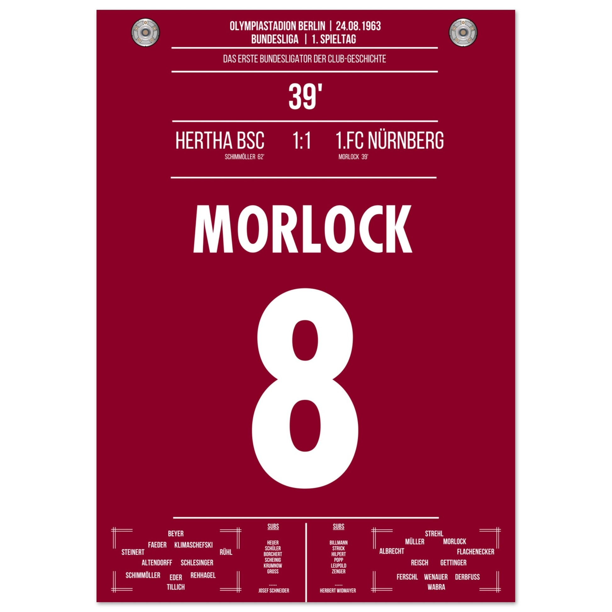 Morlock erzielt das erste Bundesliga-Tor des FCN in 1963 A4-21x29.7-cm-8x12-Ohne-Rahmen