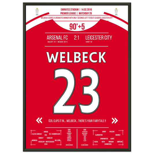 Welbeck's Siegtreffer in letzter Sekunde gegen Leicester in 2016 50x70-cm-20x28-Schwarzer-Aluminiumrahmen