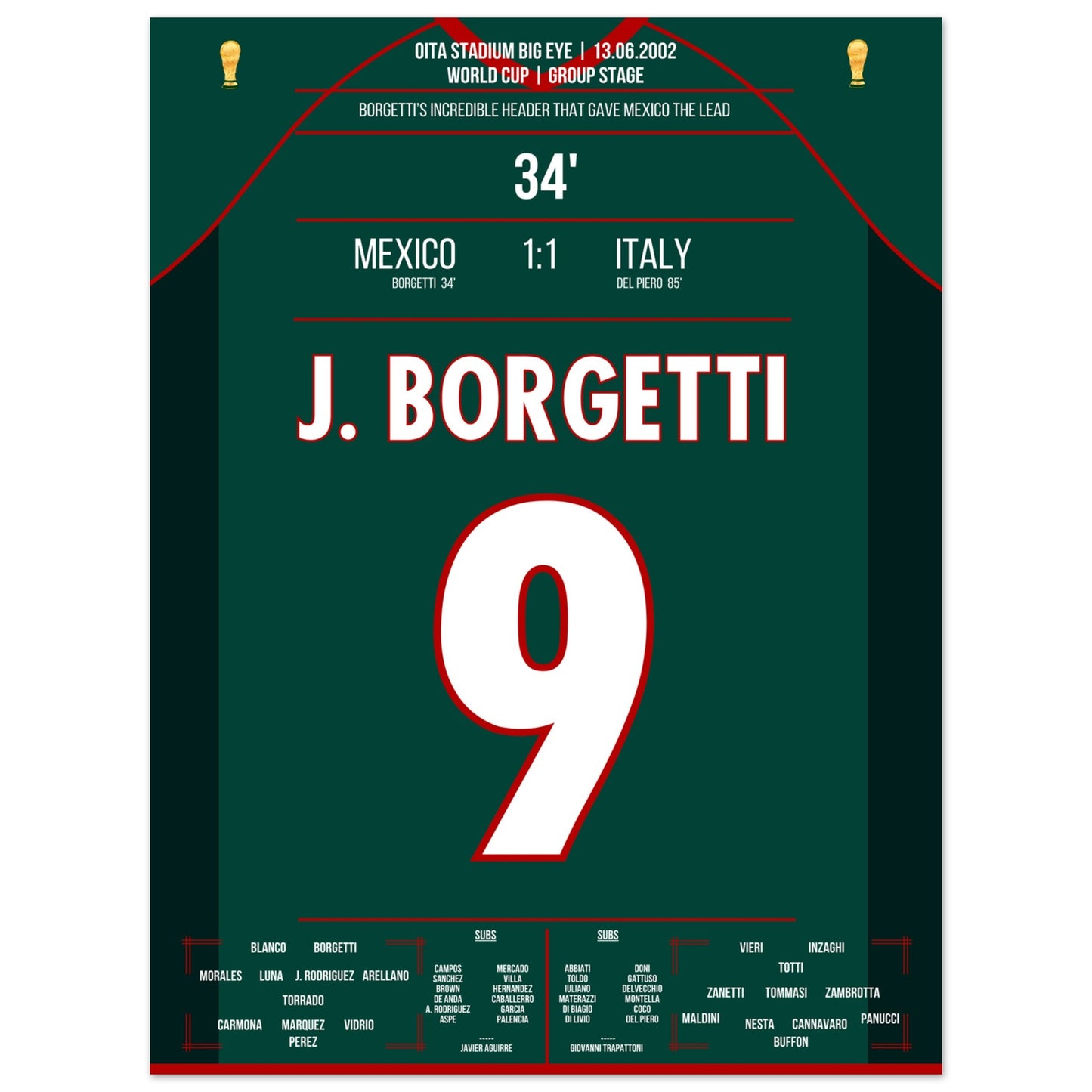 Borgetti's sensationelles Kopfballtor gegen Buffon bei der WM 2002 30x40-cm-12x16-Ohne-Rahmen