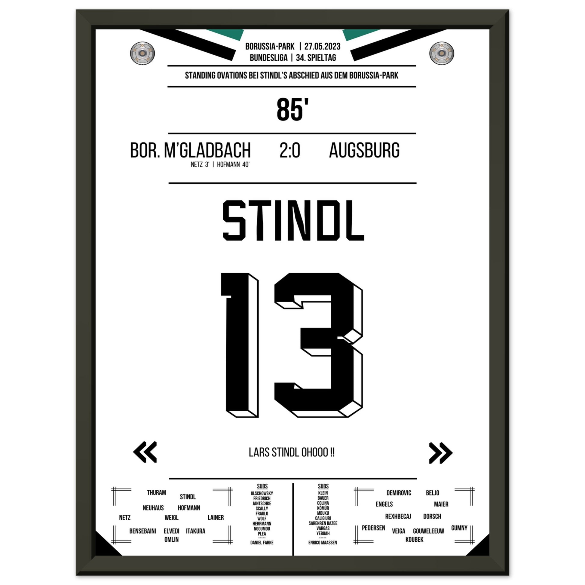 Stindl's Verabschiedung im Borussia-Park 2023 30x40-cm-12x16-Premium-Semi-Glossy-Paper-Metal-Fra