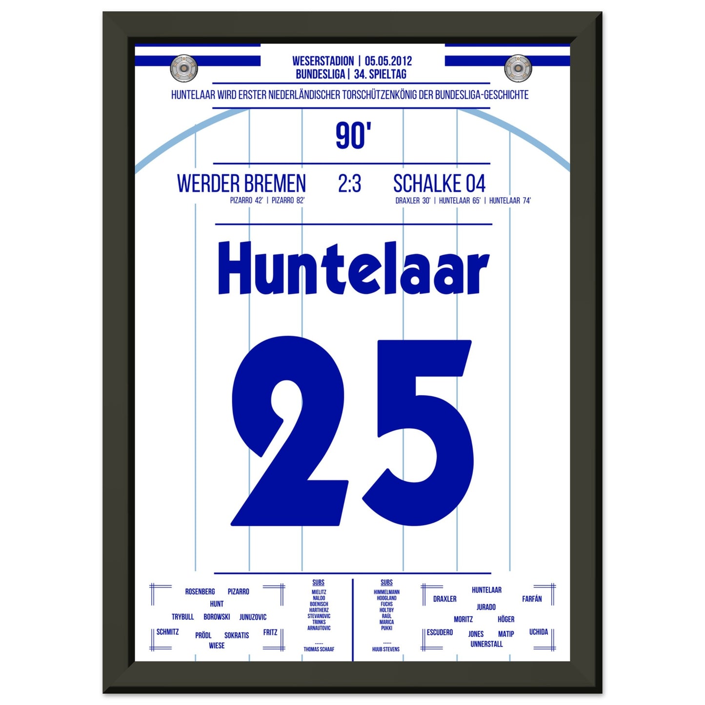 Huntelaar wird erster niederländischer Torschützenkönig der Bundesliga A4-21x29.7-cm-8x12-Schwarzer-Aluminiumrahmen