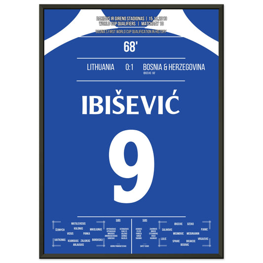 Ibisevic schießt Bosnien zur ersten WM-Teilnahme in der Geschichte 50x70-cm-20x28-Schwarzer-Aluminiumrahmen