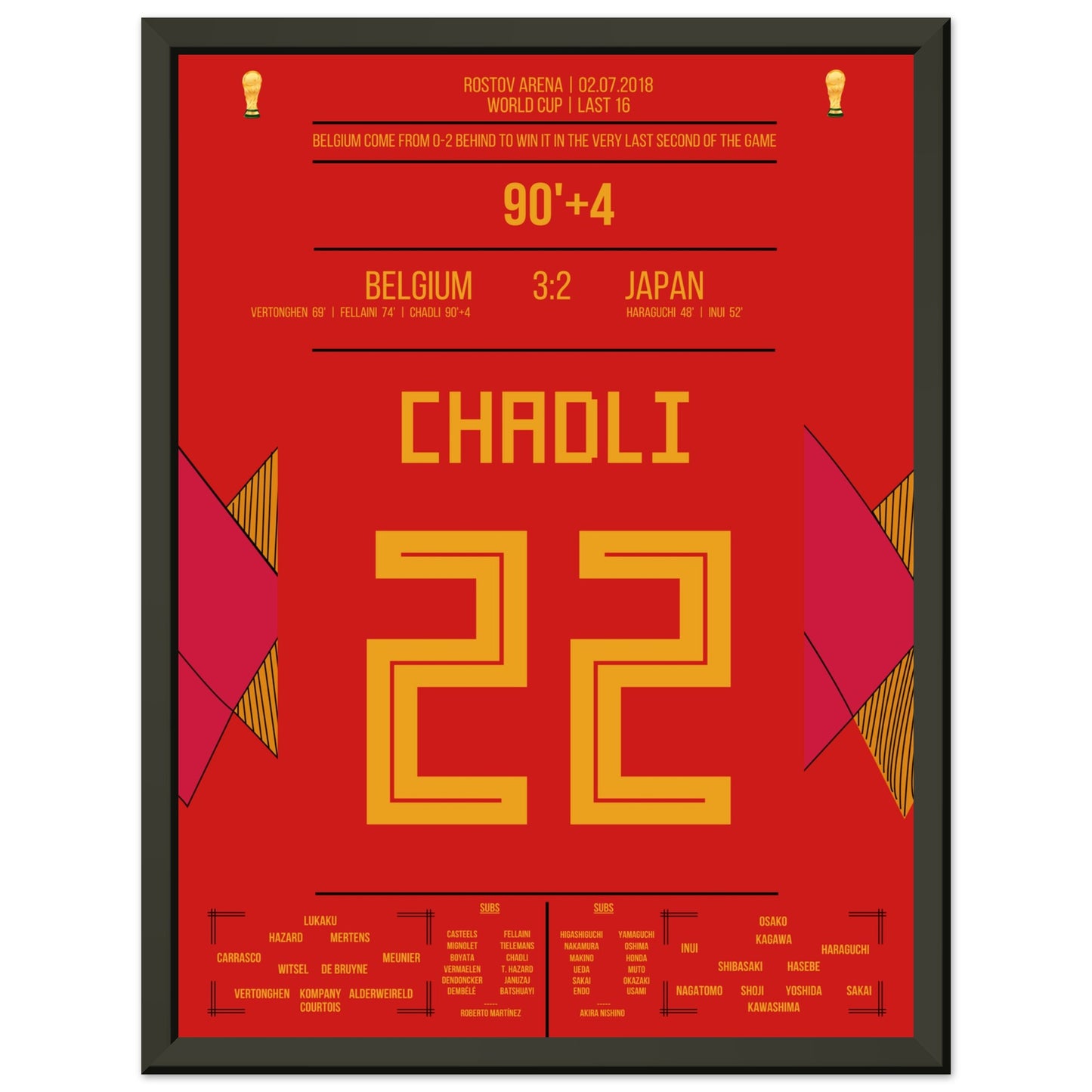 Chadli's Last-Minute Tor gegen Japan bei der WM 2018 30x40-cm-12x16-Schwarzer-Aluminiumrahmen