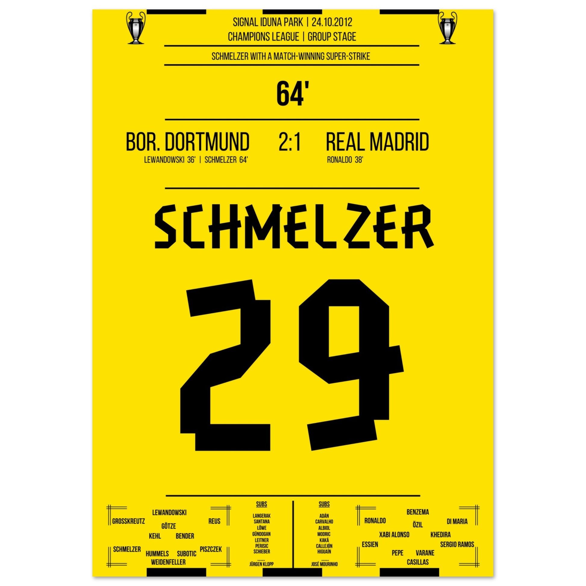 Schmelzer's linke Klebe gegen Real in der Champions League 2012 A4-21x29.7-cm-8x12-Ohne-Rahmen