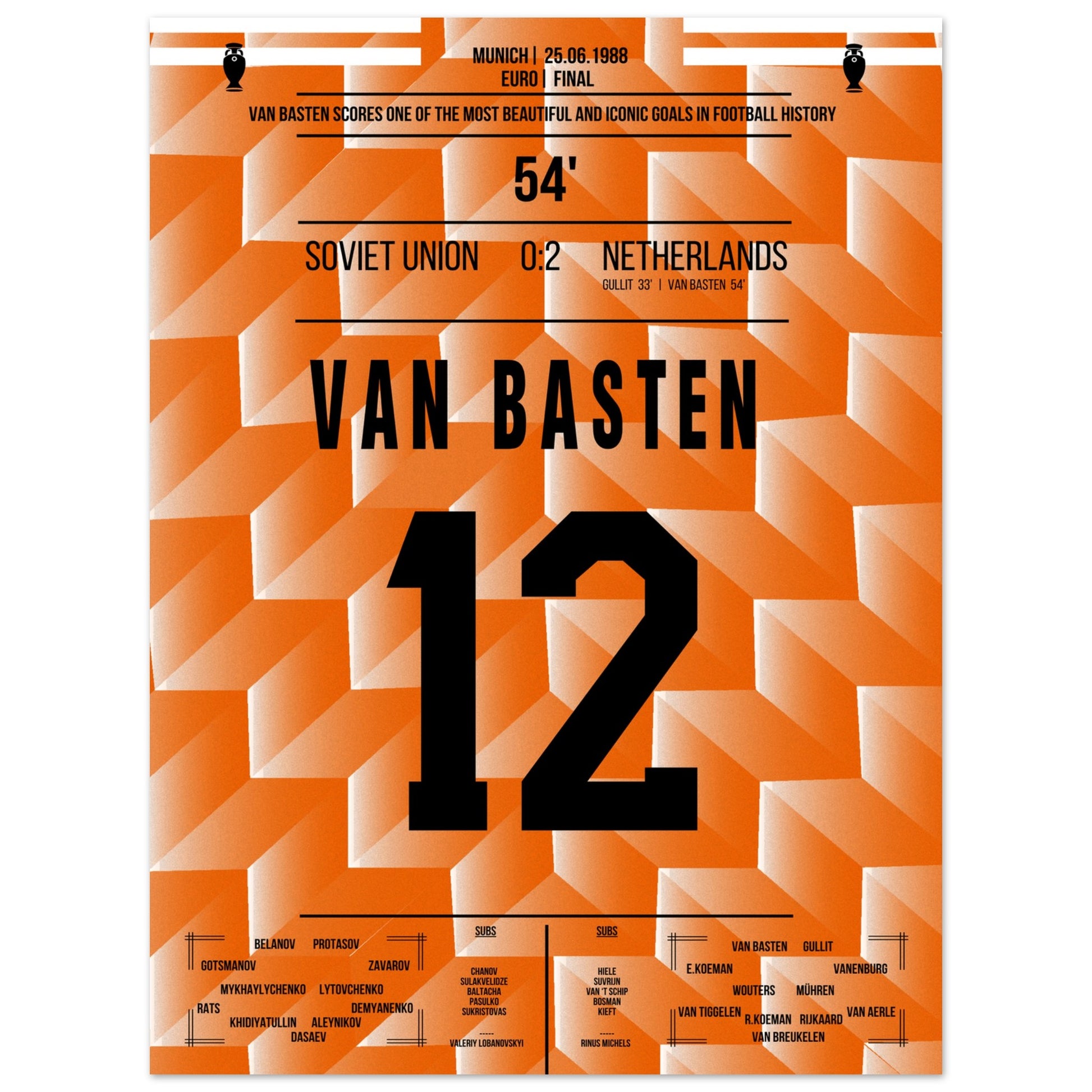 Van Basten's berühmtes Tor im Finale der Euro 1988 45x60-cm-18x24-Premium-Semi-Glossy-Paper-Poster