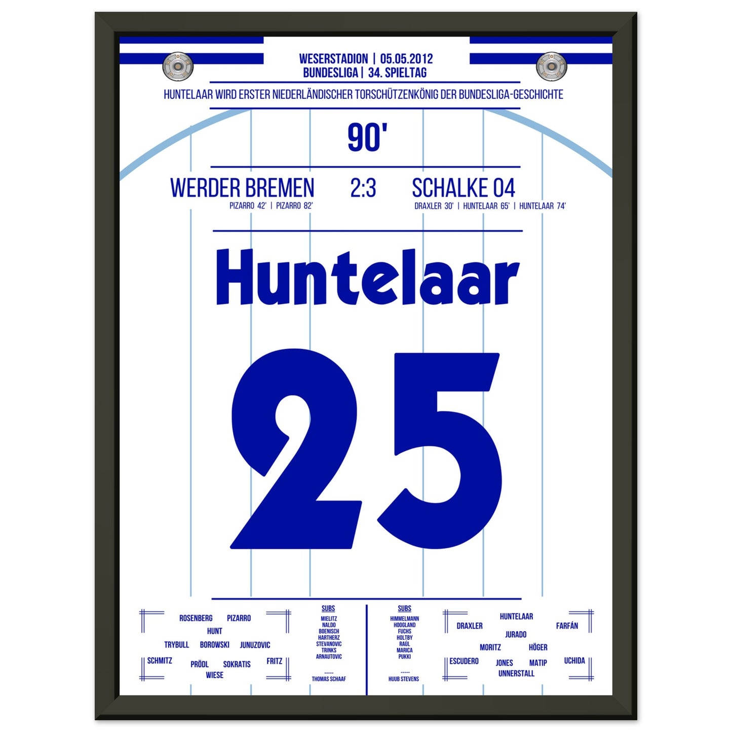 Huntelaar wird erster niederländischer Torschützenkönig der Bundesliga 30x40-cm-12x16-Schwarzer-Aluminiumrahmen