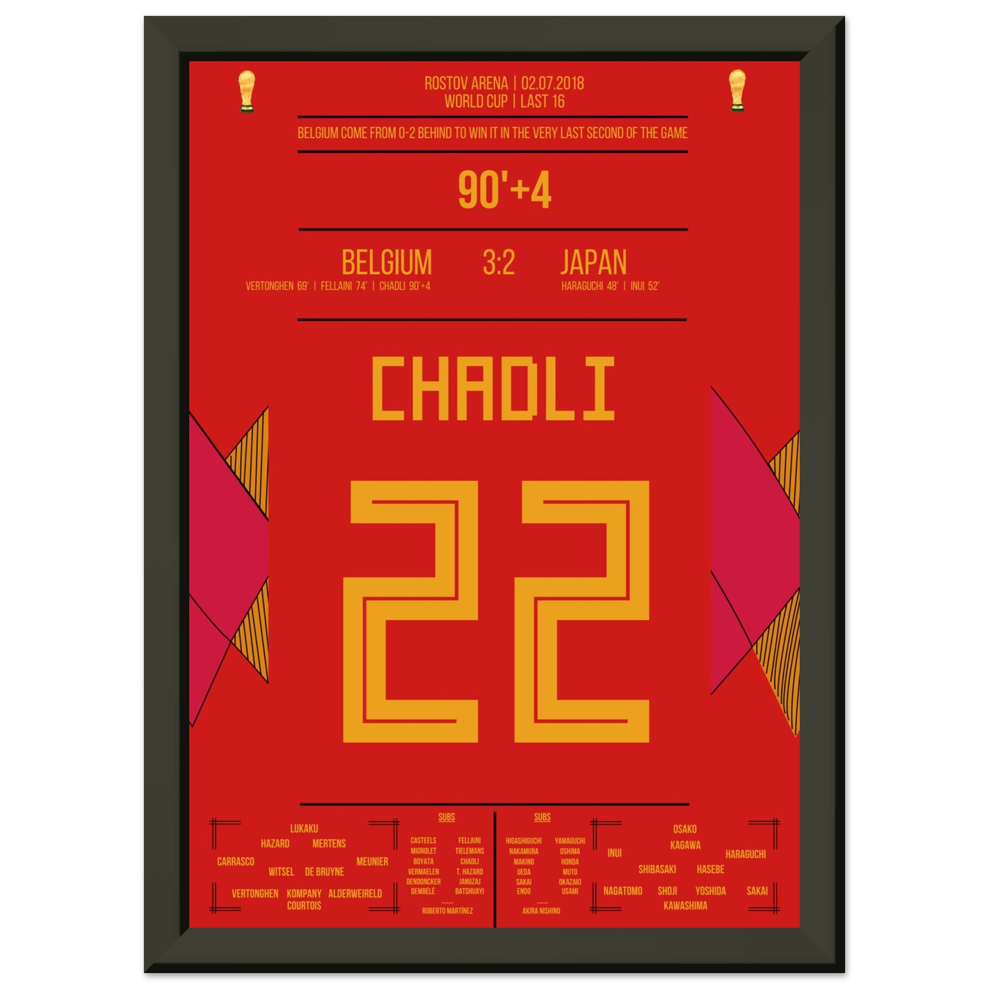 Chadli's Last-Minute Tor gegen Japan bei der WM 2018 A4-21x29.7-cm-8x12-Schwarzer-Aluminiumrahmen
