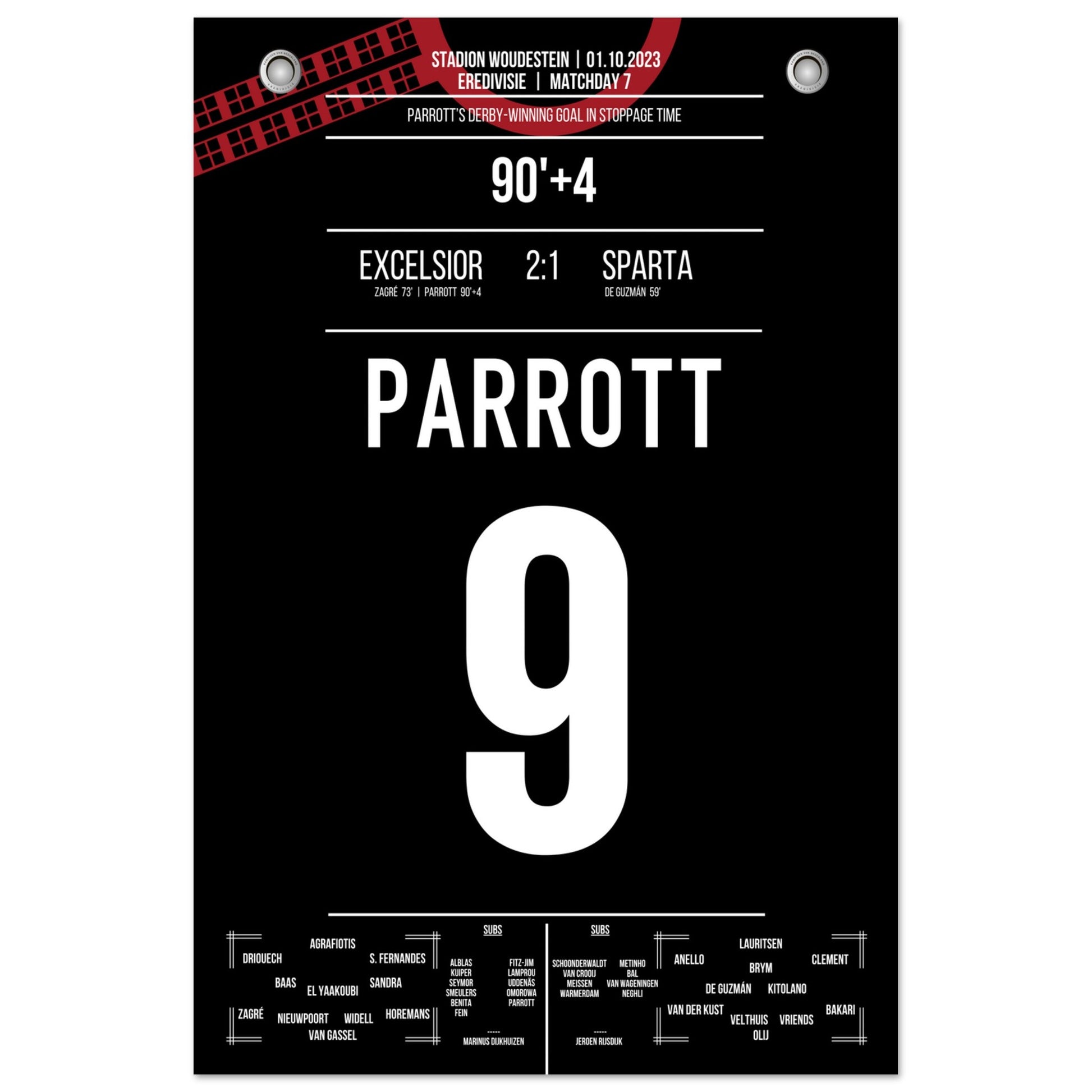 Parrott entscheidet das Derby in letzter Minute für Excelsior 60x90-cm-24x36-Ohne-Rahmen