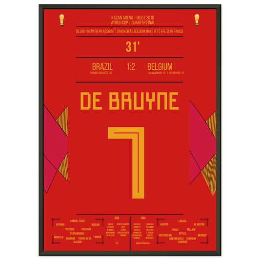 De Bruyne's Hammer-Tor bei der WM 2018 gegen Brasilien 50x70-cm-20x28-Schwarzer-Aluminiumrahmen