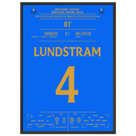Lundstram's Siegtreffer zum Finaleinzug in der Europa League 50x70-cm-20x28-Schwarzer-Aluminiumrahmen