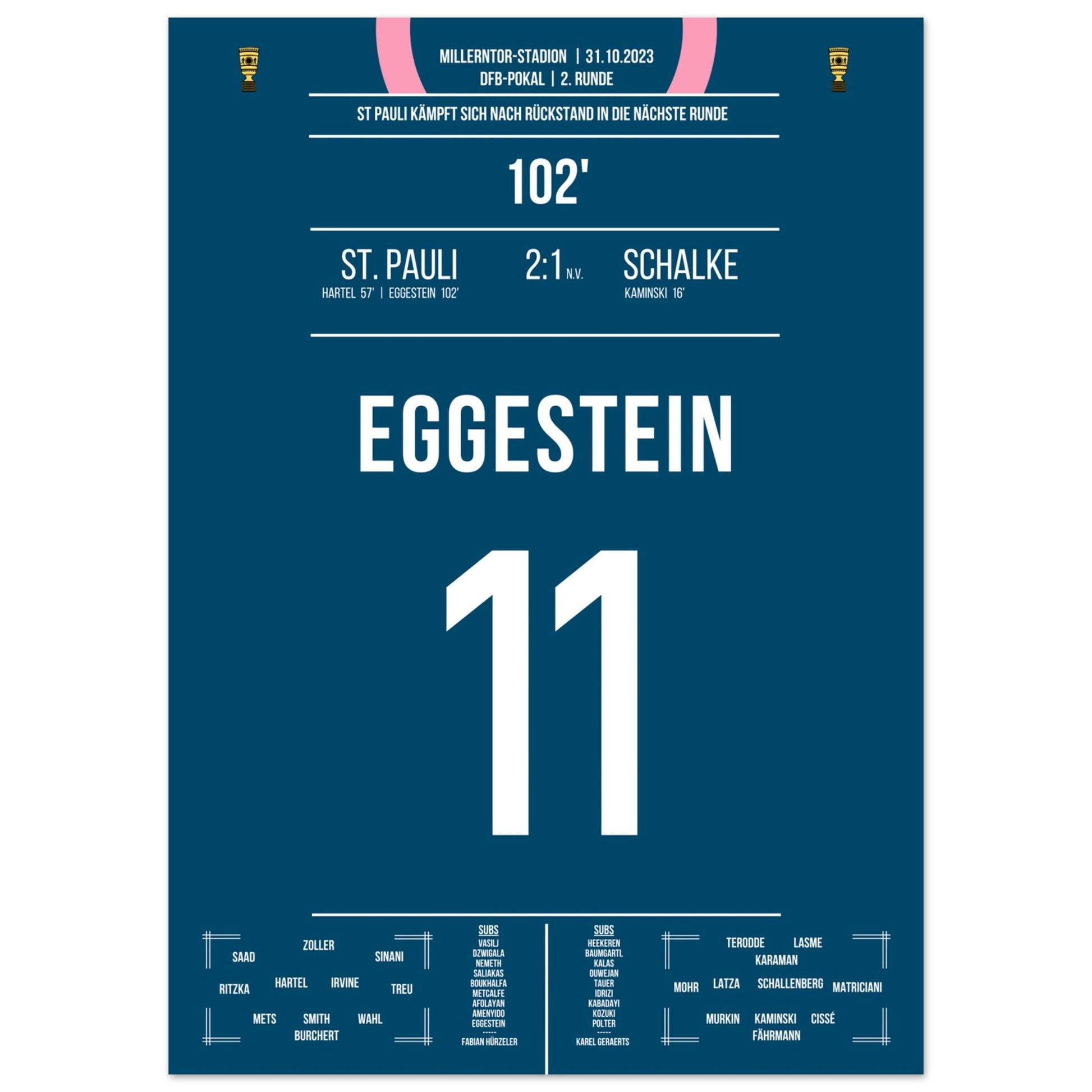 Eggestein's Kopfballtor gegen Schalke im Pokal 2023 50x70-cm-20x28-Ohne-Rahmen