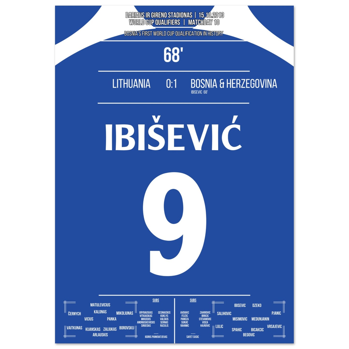 Ibisevic schießt Bosnien zur ersten WM-Teilnahme in der Geschichte A4-21x29.7-cm-8x12-Ohne-Rahmen