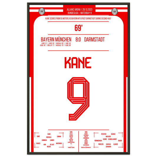 Kane's Traumtor aus 55 Metern bei 8-0 Sieg gegen Darmstadt 60x90-cm-24x36-Schwarzer-Aluminiumrahmen