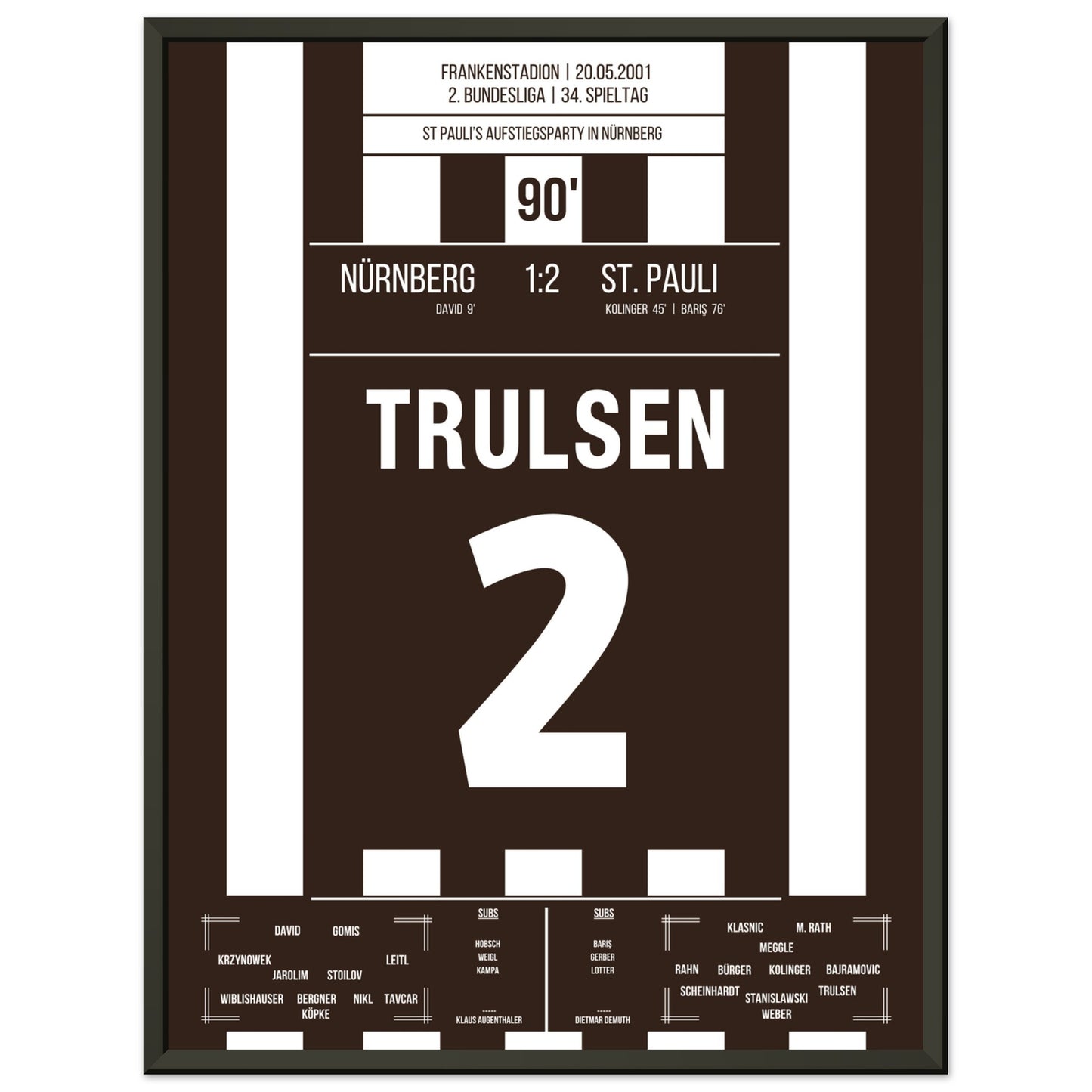 St Pauli's Aufstiegsfeier in Nürnberg 2001 45x60-cm-18x24-Schwarzer-Aluminiumrahmen