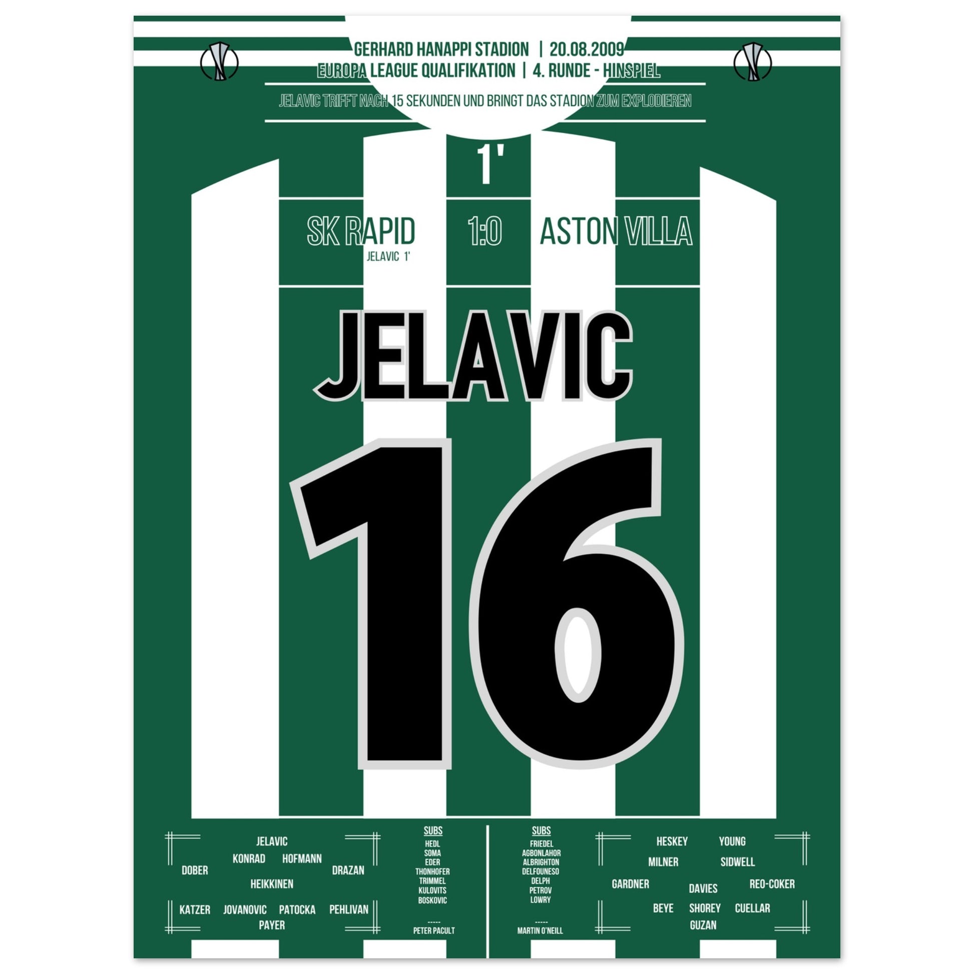 Jelavic's trifft nach 15 Sekunden zur Führung für Rapid gegen Aston Villa 45x60-cm-18x24-Ohne-Rahmen