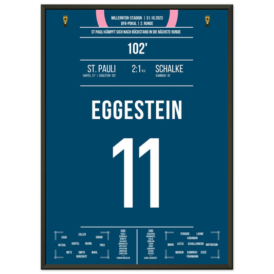 Eggestein's Kopfballtor gegen Schalke im Pokal 2023 50x70-cm-20x28-Schwarzer-Aluminiumrahmen