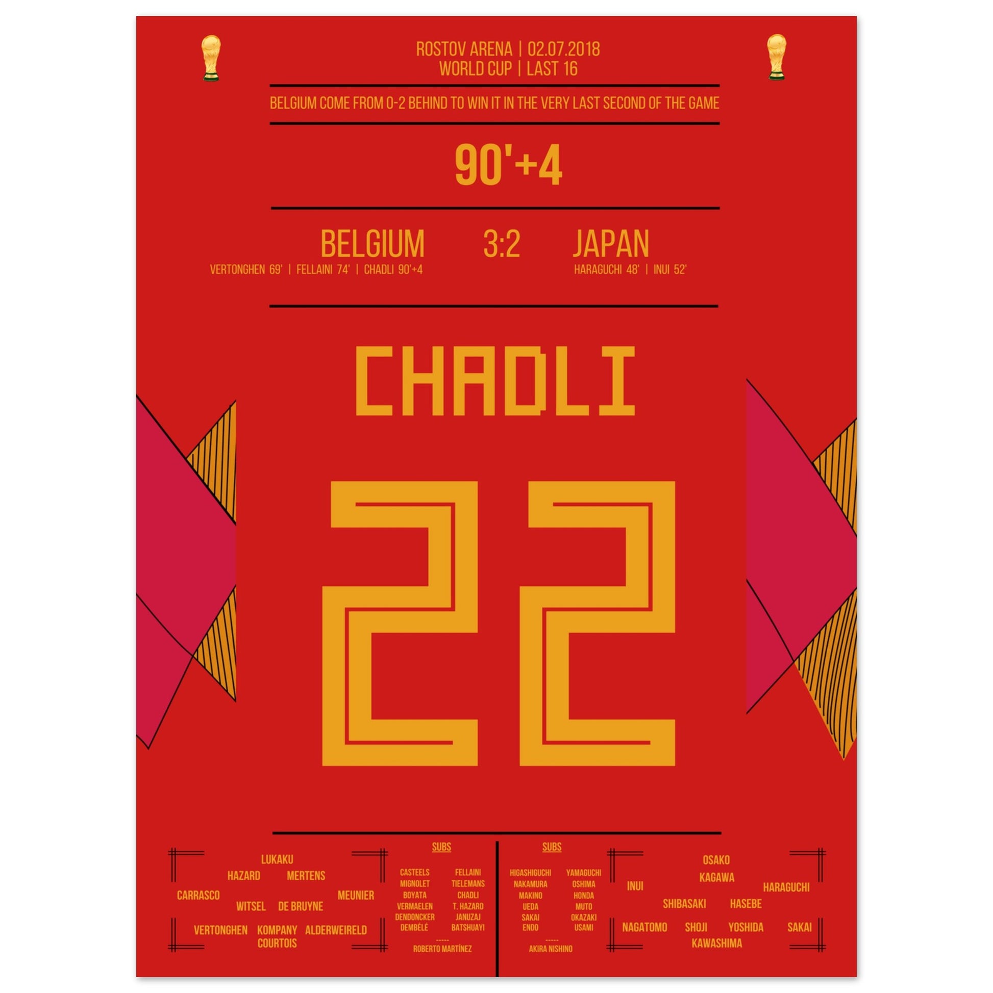 Chadli's Last-Minute Tor gegen Japan bei der WM 2018 45x60-cm-18x24-Ohne-Rahmen