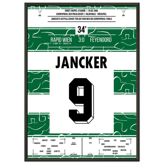 Jancker's Traumtor auf dem Weg ins Europapokalfinale 1996 50x70-cm-20x28-Schwarzer-Aluminiumrahmen
