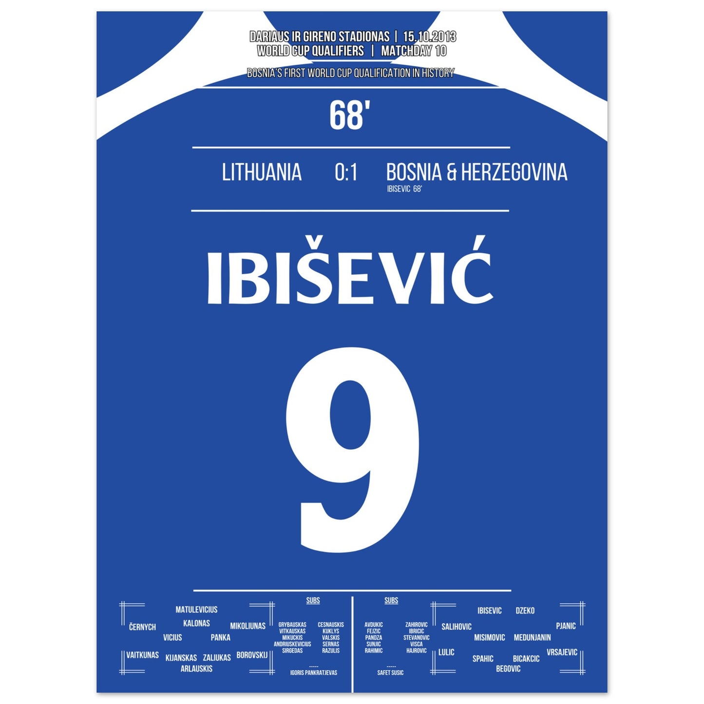 Ibisevic schießt Bosnien zur ersten WM-Teilnahme in der Geschichte 45x60-cm-18x24-Ohne-Rahmen