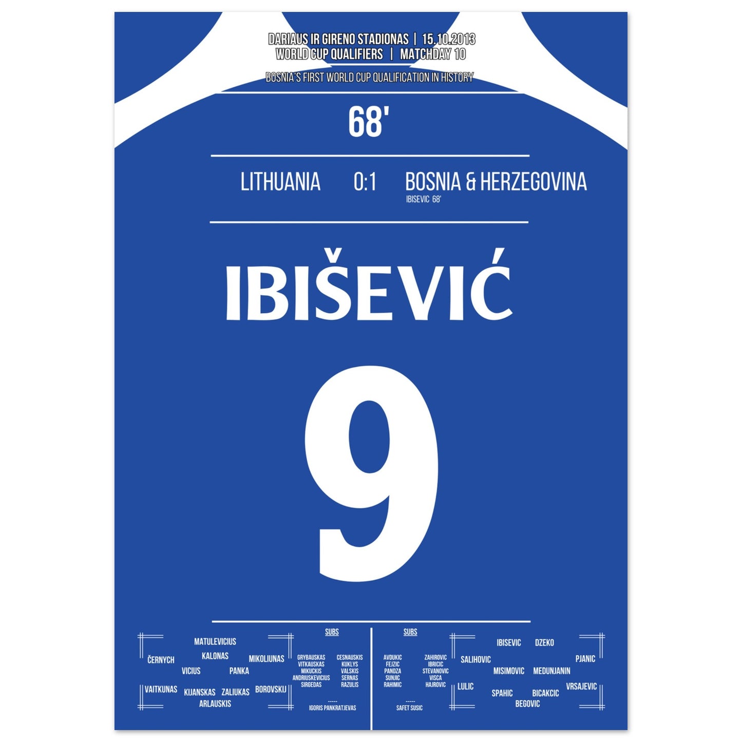 Ibisevic schießt Bosnien zur ersten WM-Teilnahme in der Geschichte 50x70-cm-20x28-Ohne-Rahmen