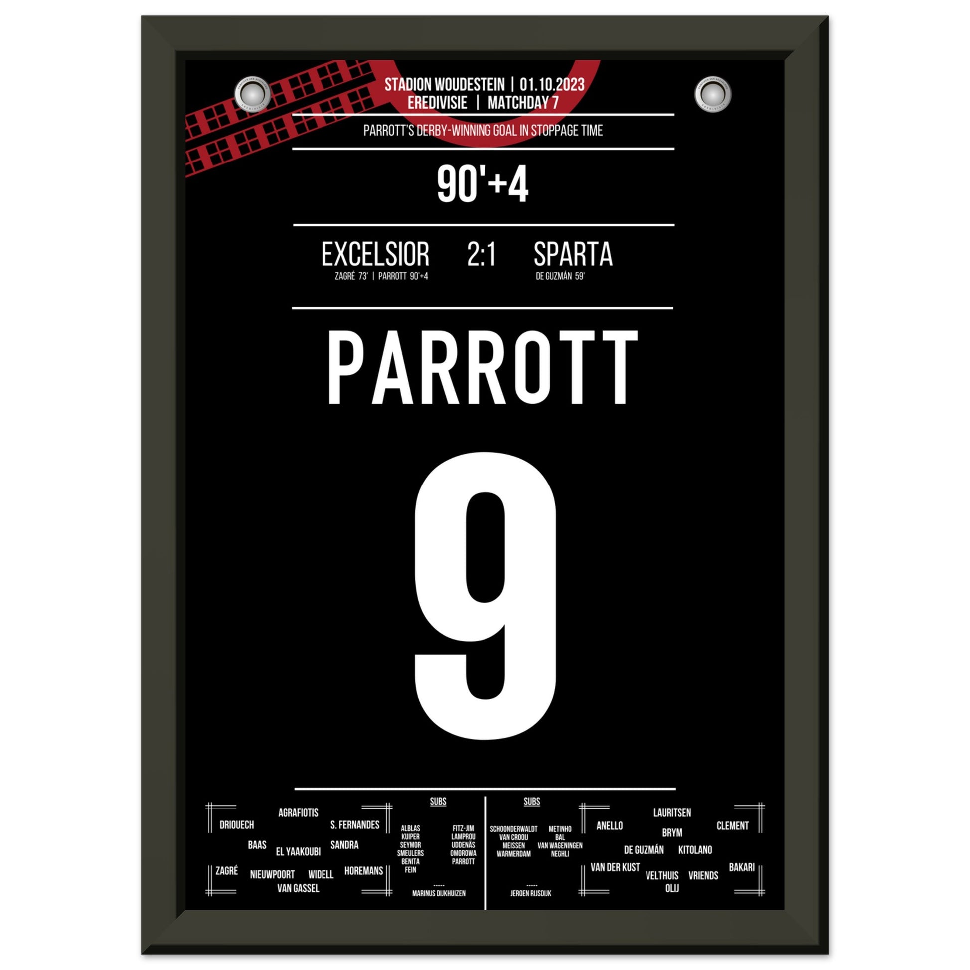 Parrott entscheidet das Derby in letzter Minute für Excelsior A4-21x29.7-cm-8x12-Schwarzer-Aluminiumrahmen