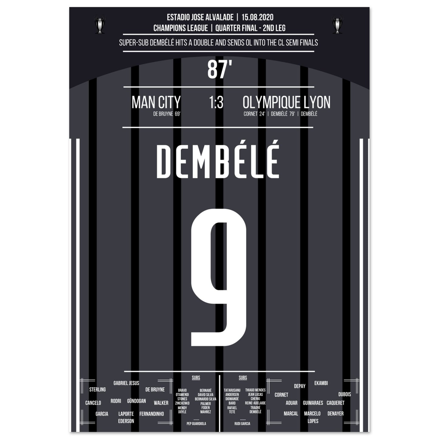 Dembélé schießt OL ins Halbfinale der Champions League A4-21x29.7-cm-8x12-Ohne-Rahmen