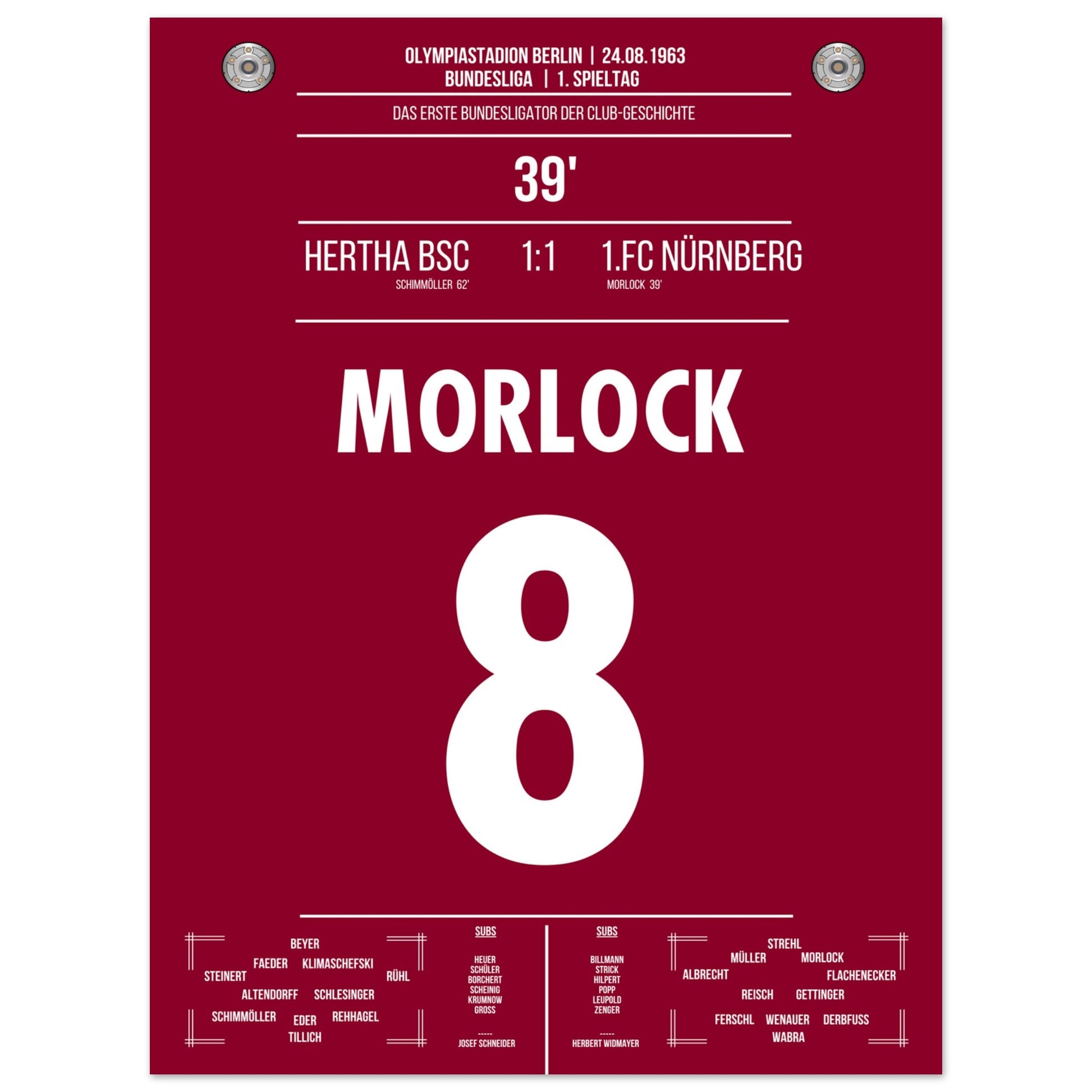 Morlock erzielt das erste Bundesliga-Tor des FCN in 1963 45x60-cm-18x24-Ohne-Rahmen