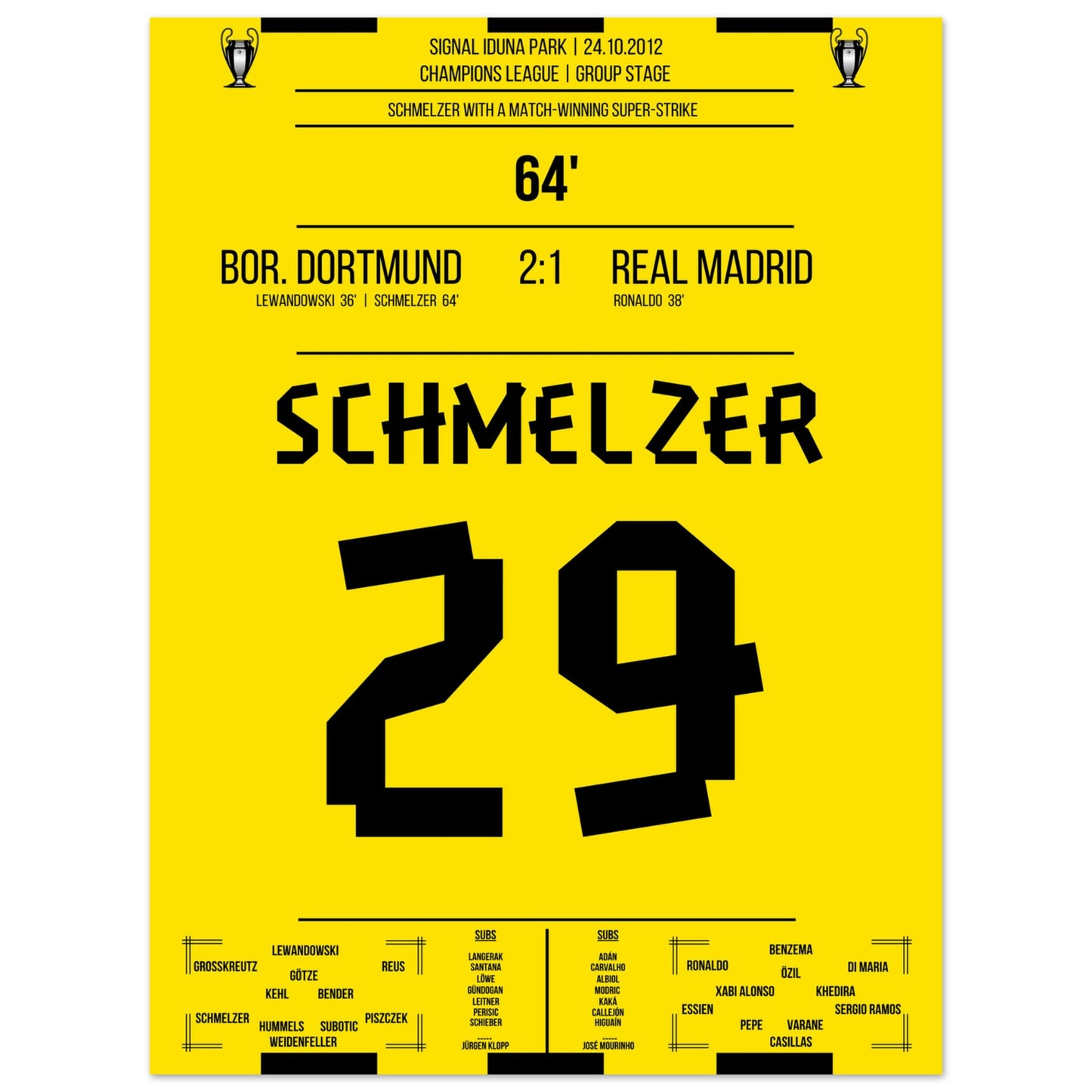 Schmelzer's linke Klebe gegen Real in der Champions League 2012 30x40-cm-12x16-Ohne-Rahmen