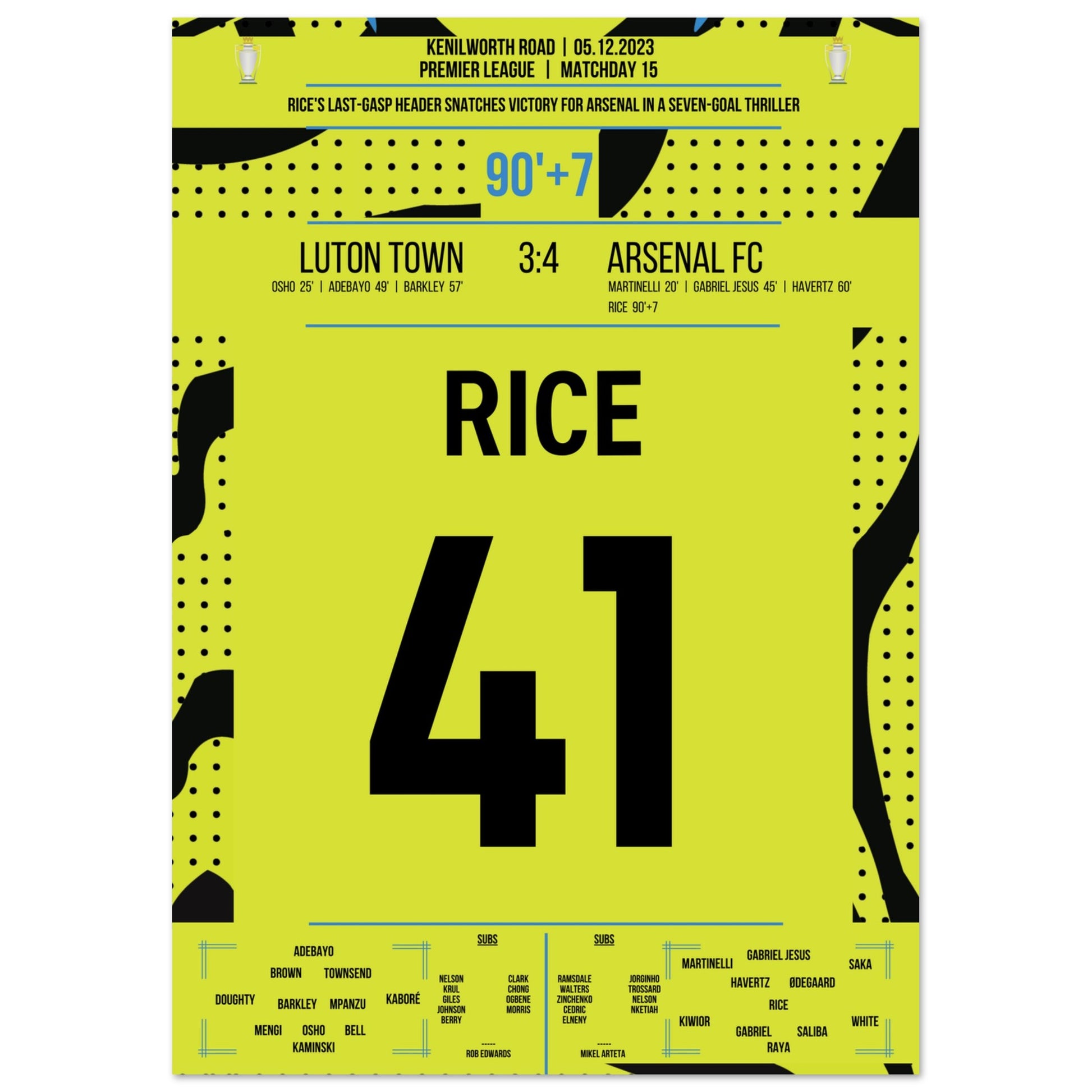 Rice köpft Arsenal in letzter Sekunde zum Auswärtssieg A4-21x29.7-cm-8x12-Ohne-Rahmen