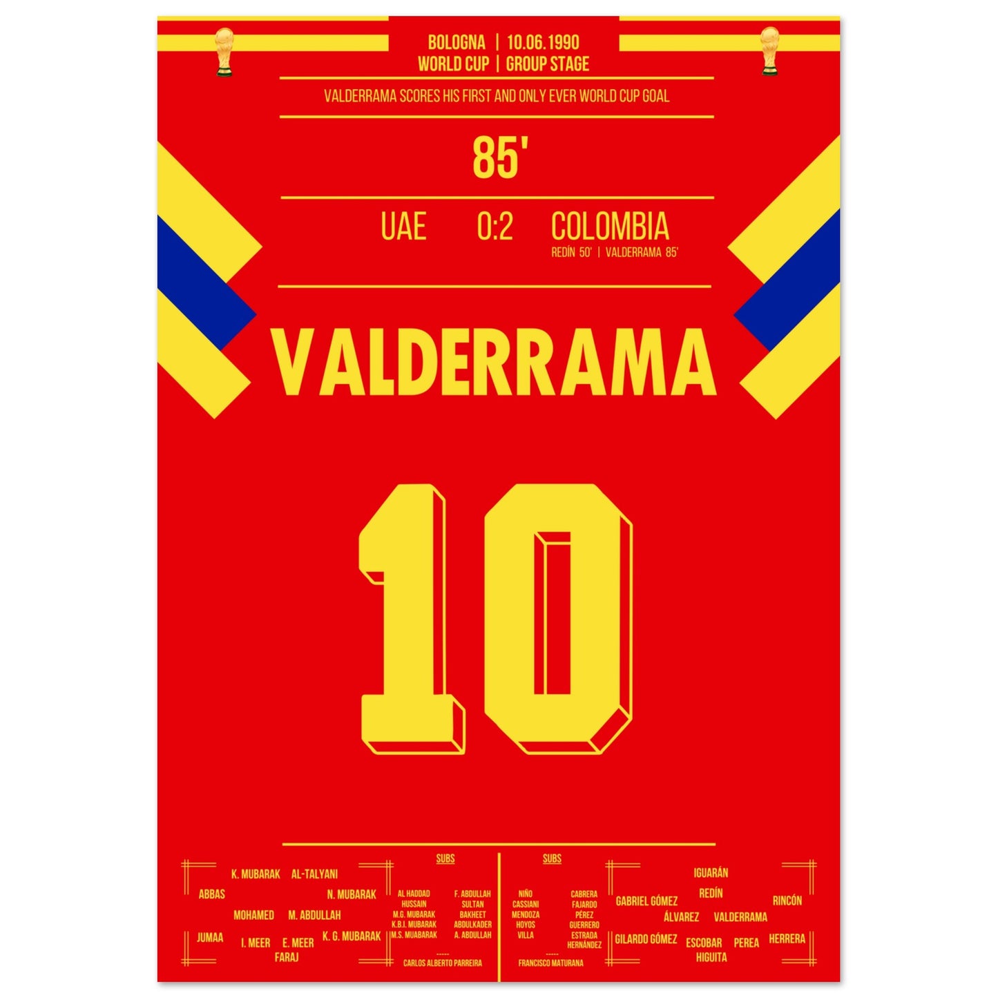 Valderrama's Tor bei der WM 1990 "El Pibe" A4-21x29.7-cm-8x12-Ohne-Rahmen