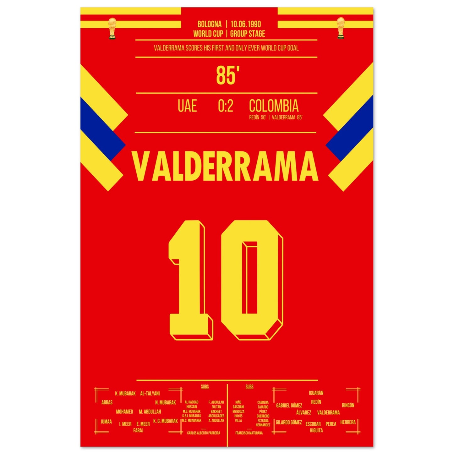 Valderrama's Tor bei der WM 1990 "El Pibe" 60x90-cm-24x36-Ohne-Rahmen