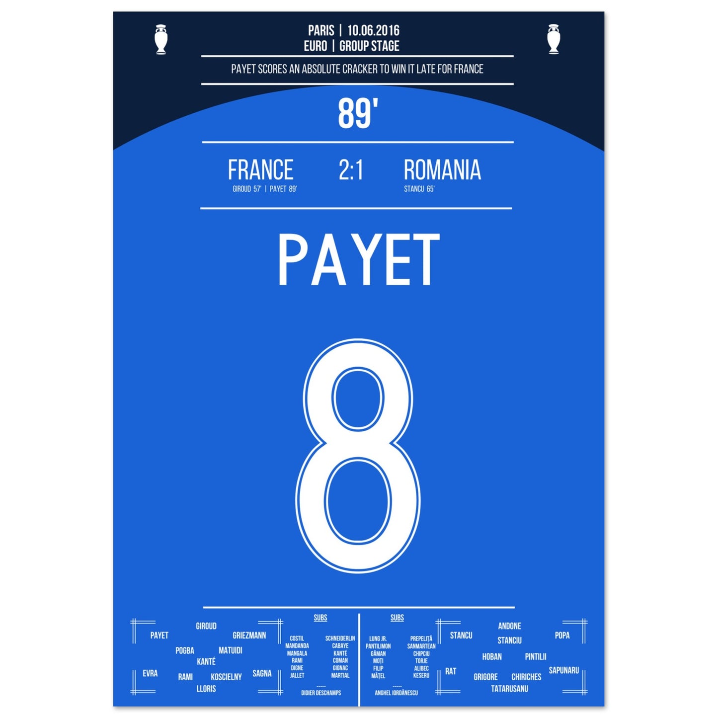 Payet's Traumtor zum Sieg gegen Rumänien bei der Euro 2016 A4-21x29.7-cm-8x12-Ohne-Rahmen