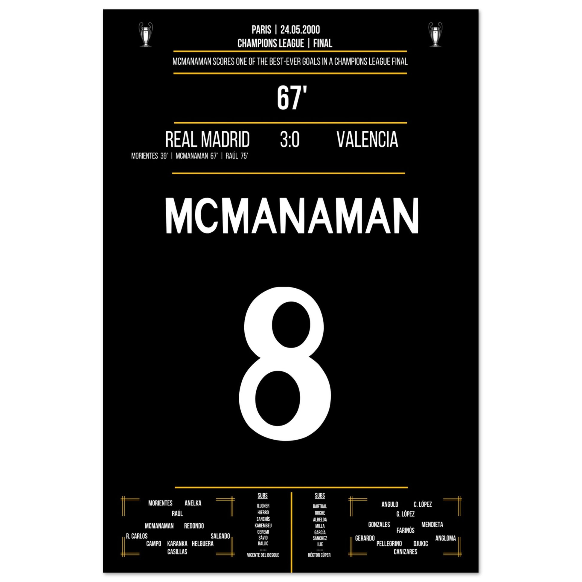 McManaman Volley im Champions League Finale 2000 gegen Valencia 60x90-cm-24x36-Ohne-Rahmen
