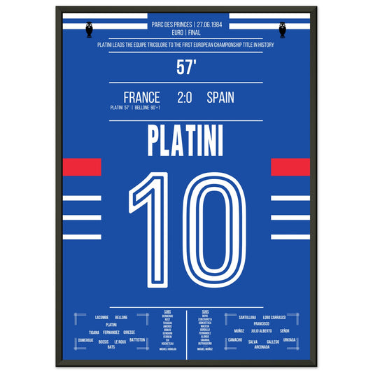 Platini führt Frankreich zum ersten Europameister-Titel 1984 50x70-cm-20x28-Schwarzer-Aluminiumrahmen