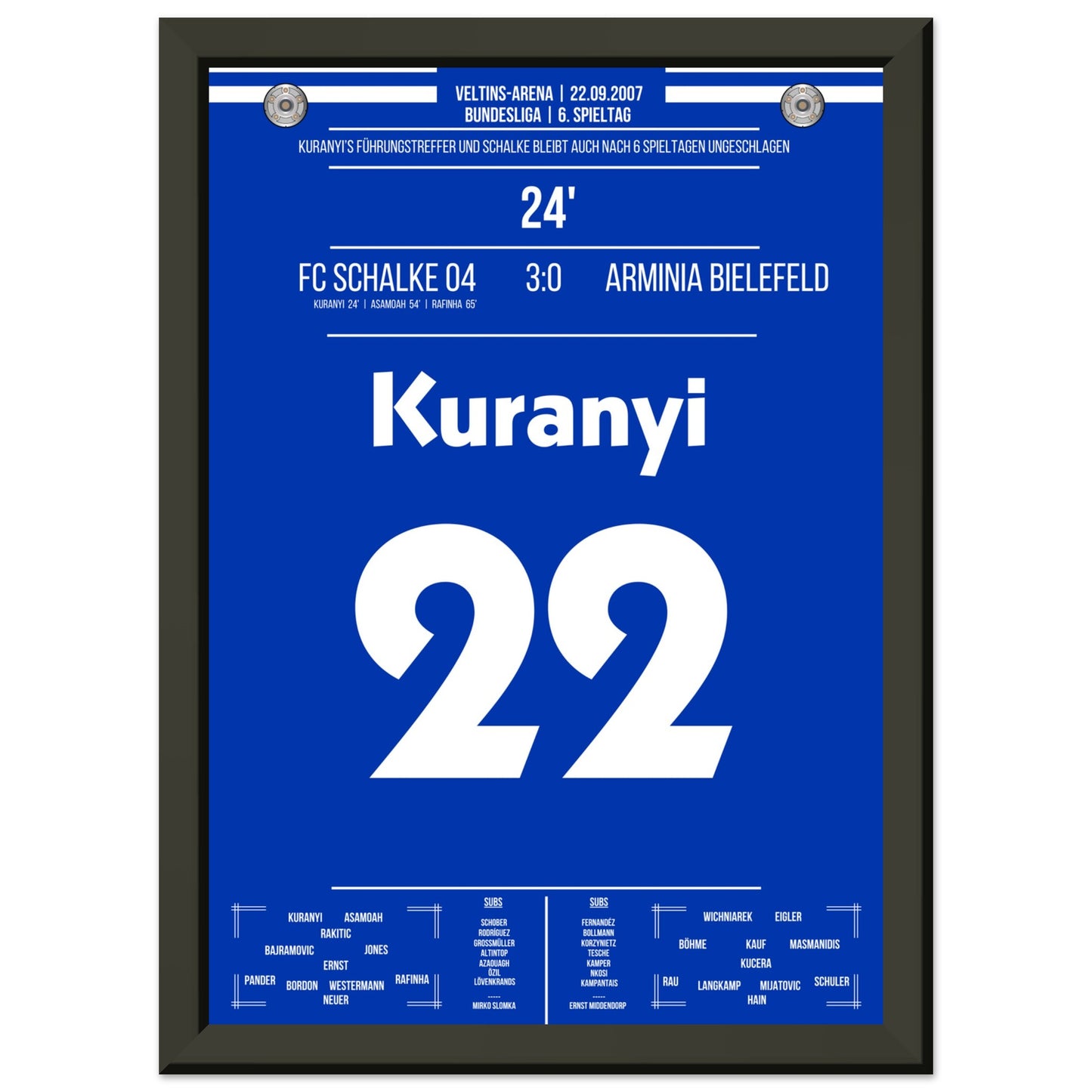 Kuranyi's Führungstreffer bei 3-0 Sieg gegen Bielefeld 2007 A4-21x29.7-cm-8x12-Schwarzer-Aluminiumrahmen