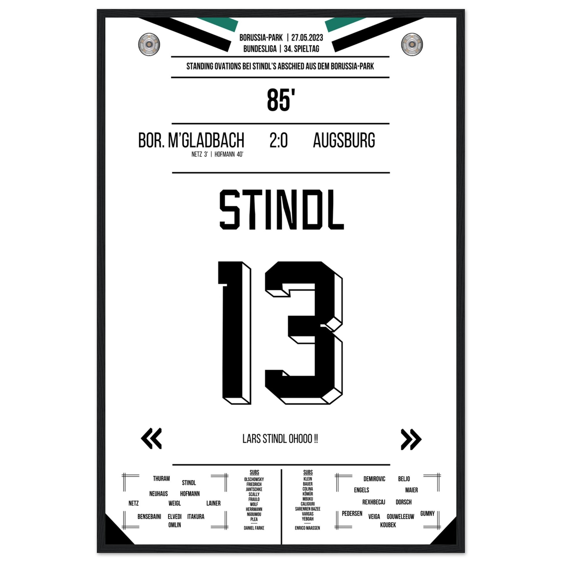 Stindl's Verabschiedung im Borussia-Park 2023 60x90-cm-24x36-Premium-Semi-Glossy-Paper-Wooden-Fr