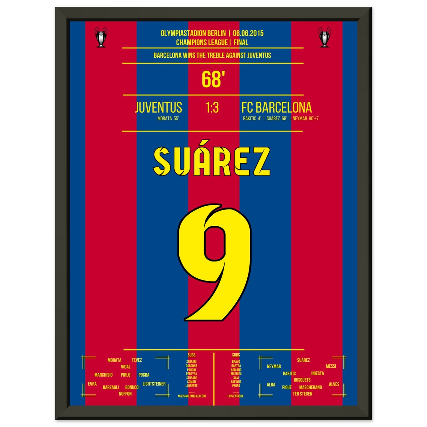 Suarez trifft im CL Finale 2015 und Barca holt das Triple