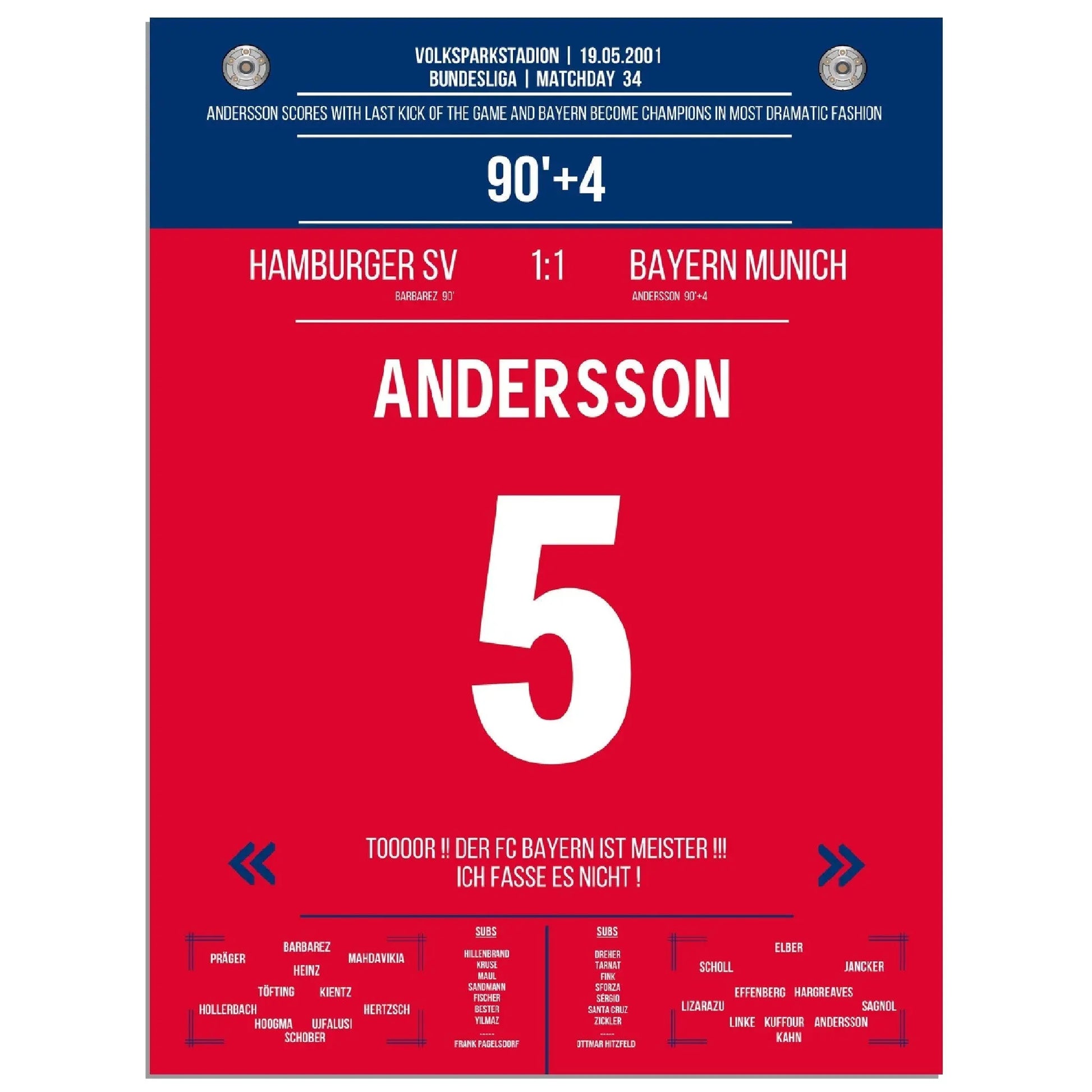 Anderssons legendärer Freistosstreffer zur Last-Minute Meisterschaft 2001 