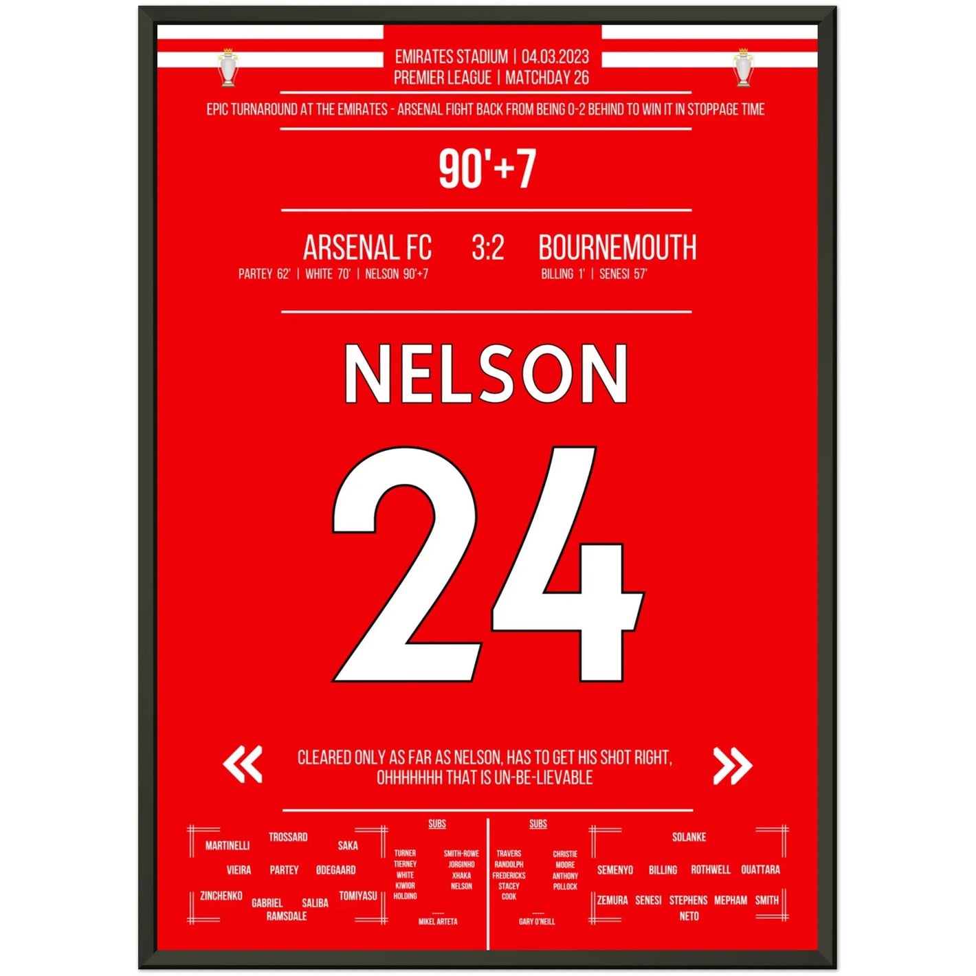 Arsenal'ın Bournemouth'a karşı geri dönüşü - Nelson'un son saniye golü