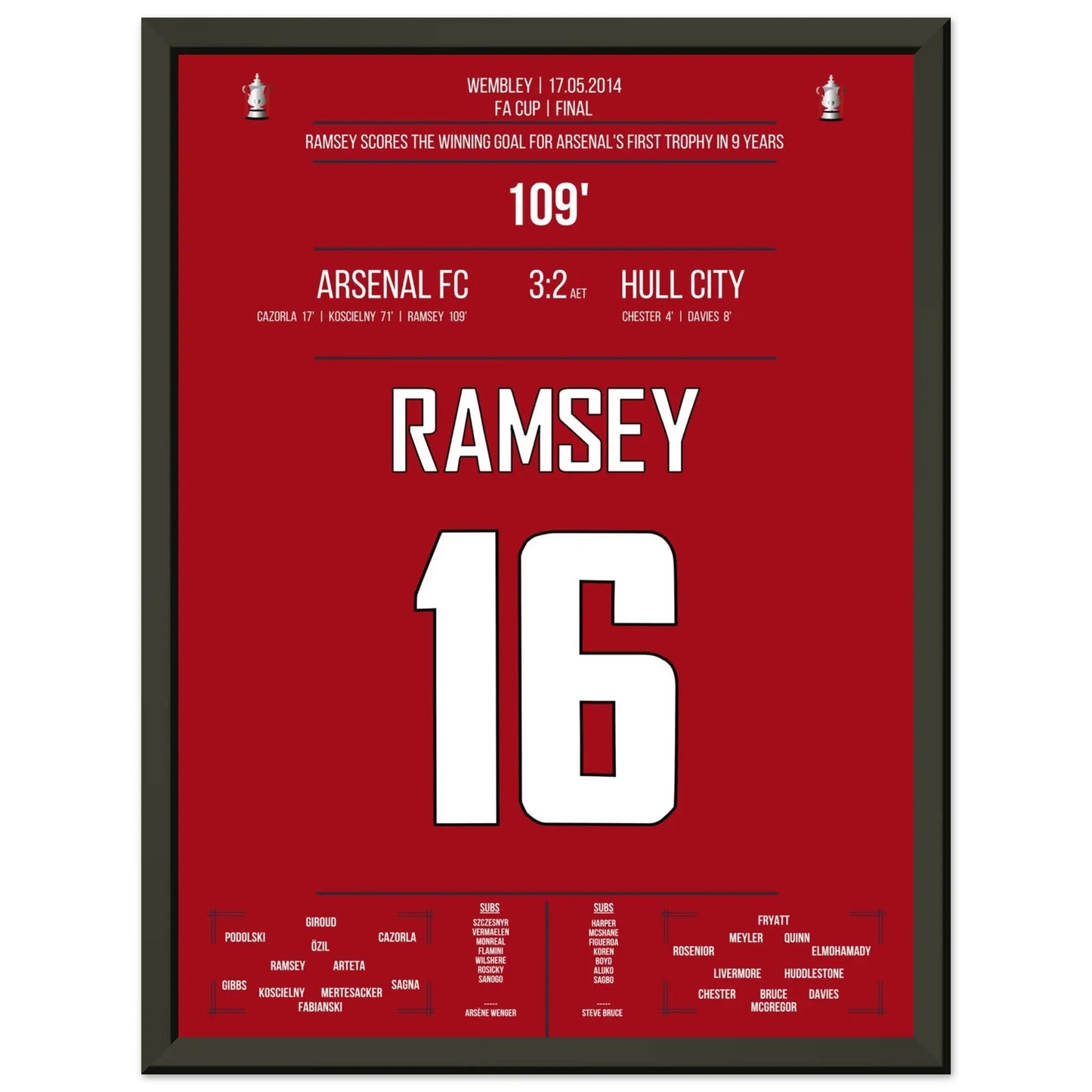 Arsenal's erster Titelgewinn nach 9 Jahren in 2014 30x40-cm-12x16-Schwarzer-Aluminiumrahmen