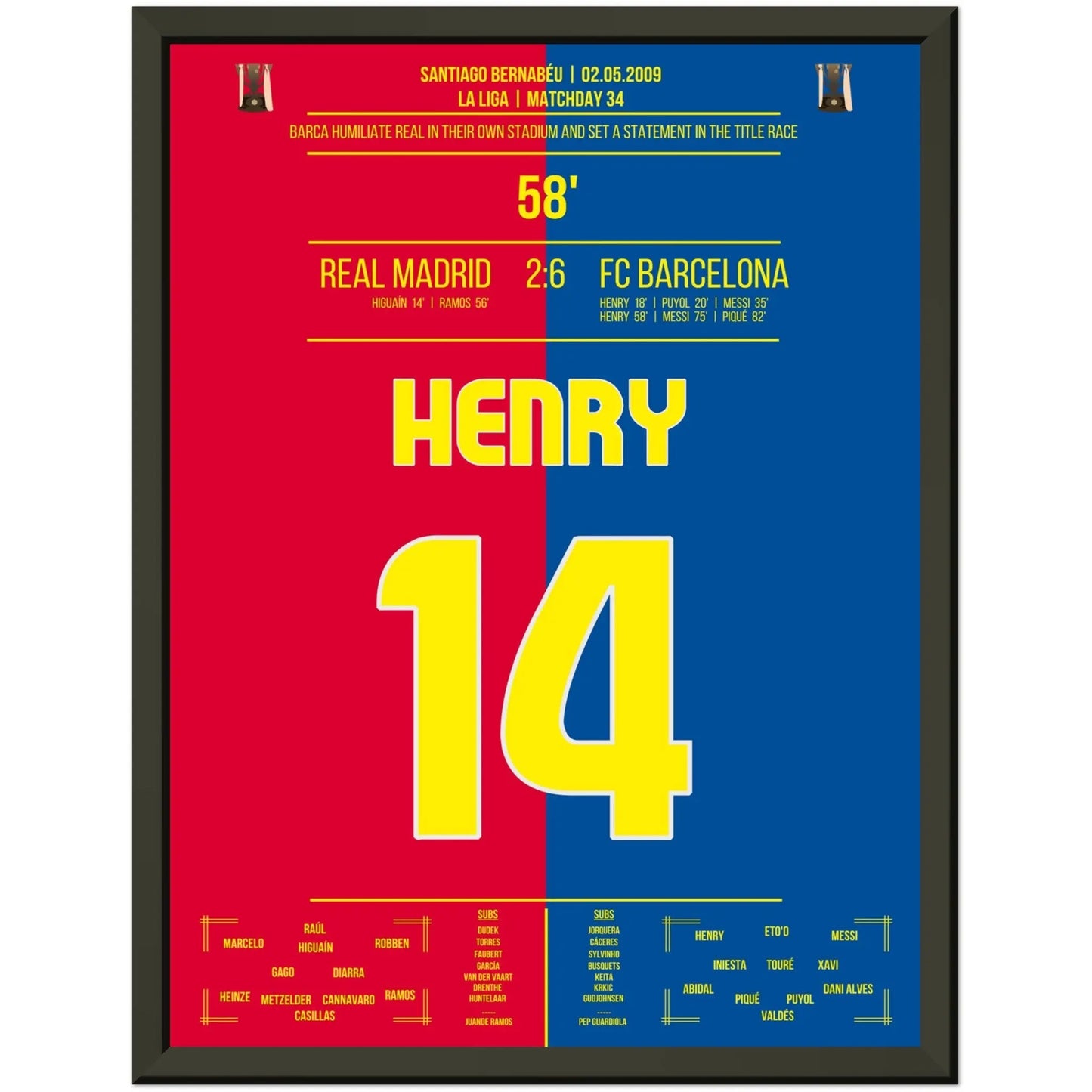 Barcelona's Machtdemonstration im Bernabéu in 2009 | Henry's Doppelpack 30x40-cm-12x16-Premium-Semi-Glossy-Paper-Metal-Fra