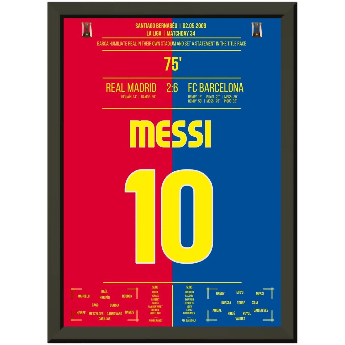 Barcelona's Machtdemonstration im Bernabéu in 2009 | Messi's Doppelpack A4-21x29.7-cm-8x12-Premium-Semi-Glossy-Paper-Metal